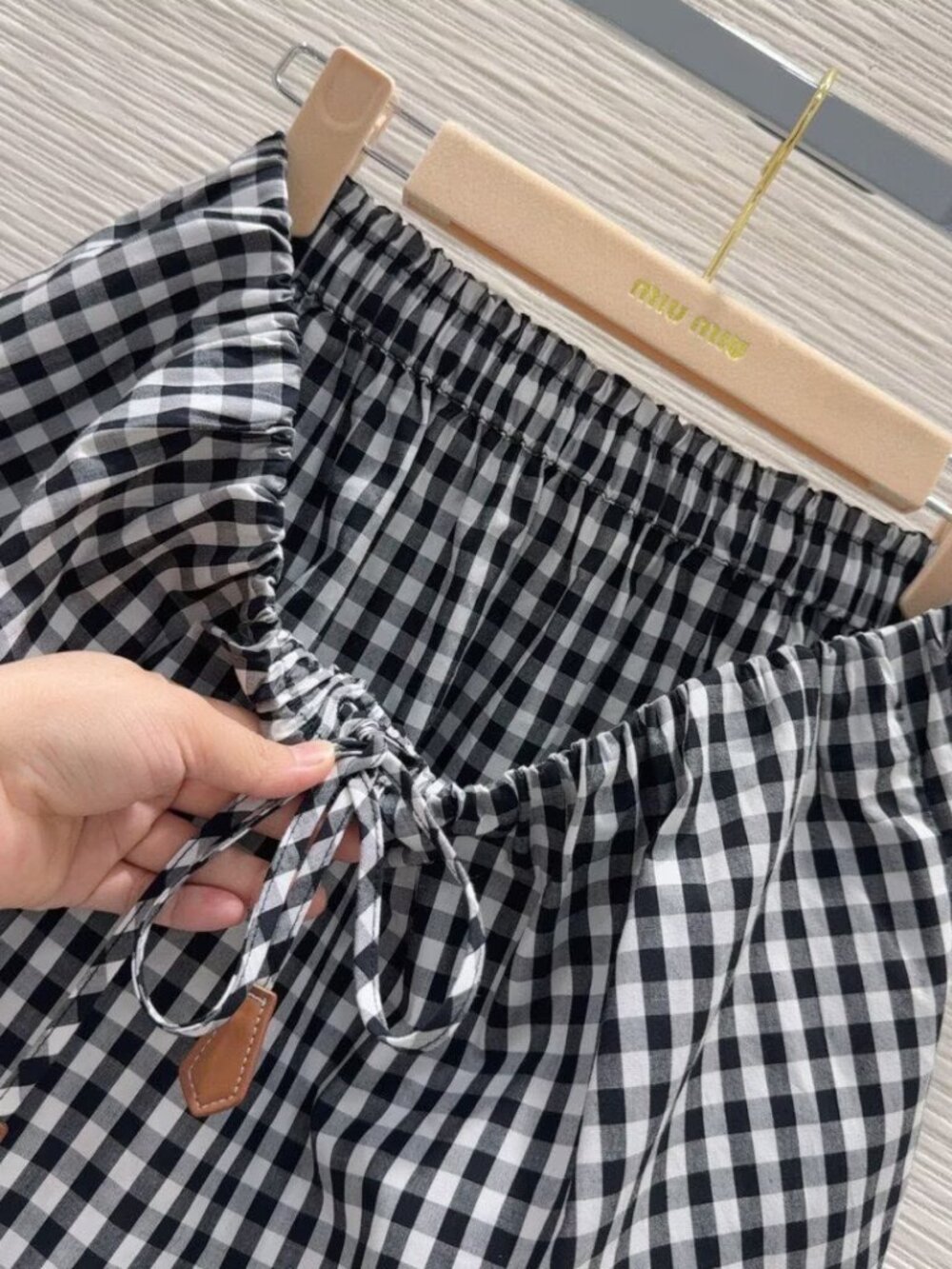 Miu Miu Black and White Gingham Two- Piece Skirt Set - Picture 7 of 9